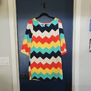 Pink Owl Multicolor Chevron Dress